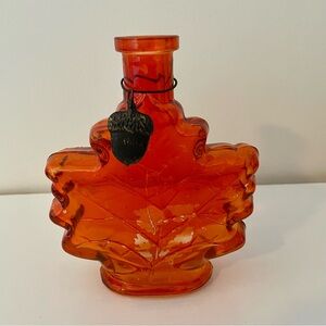 Orange Maple Leaf Shaped Glass Bottle Vase